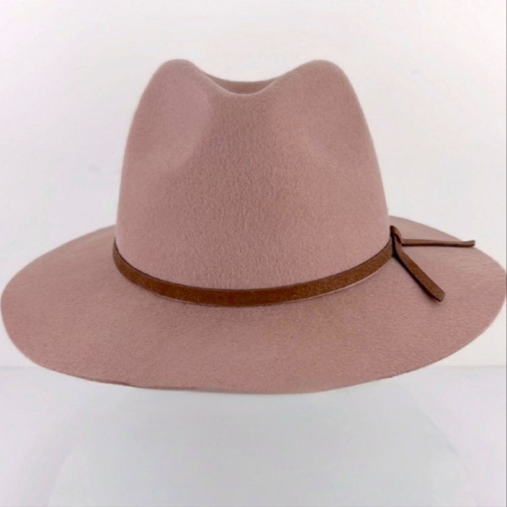 COPY - House of Harlow 1960 Pink Wool and Faux Leather trim hat